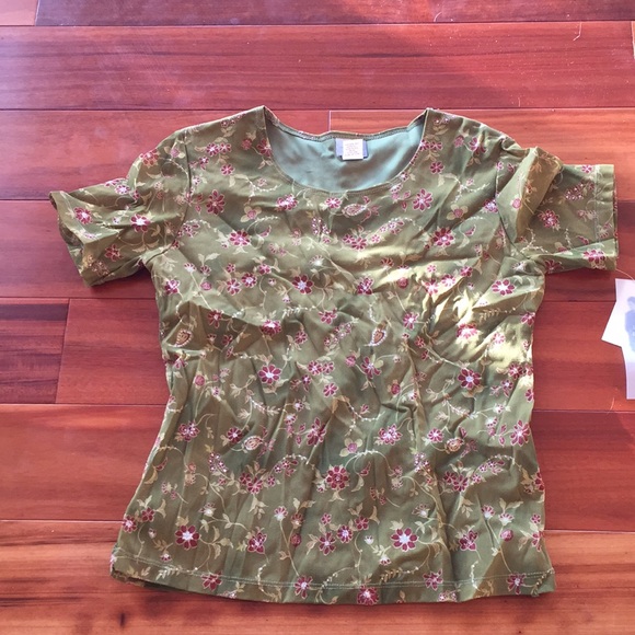 URBAN WORKS OLIVE FLORAL SHIRT NWT - Picture 1 of 8